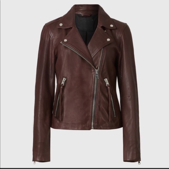 All Saints Dalby Leather Biker Jacket Size 4US